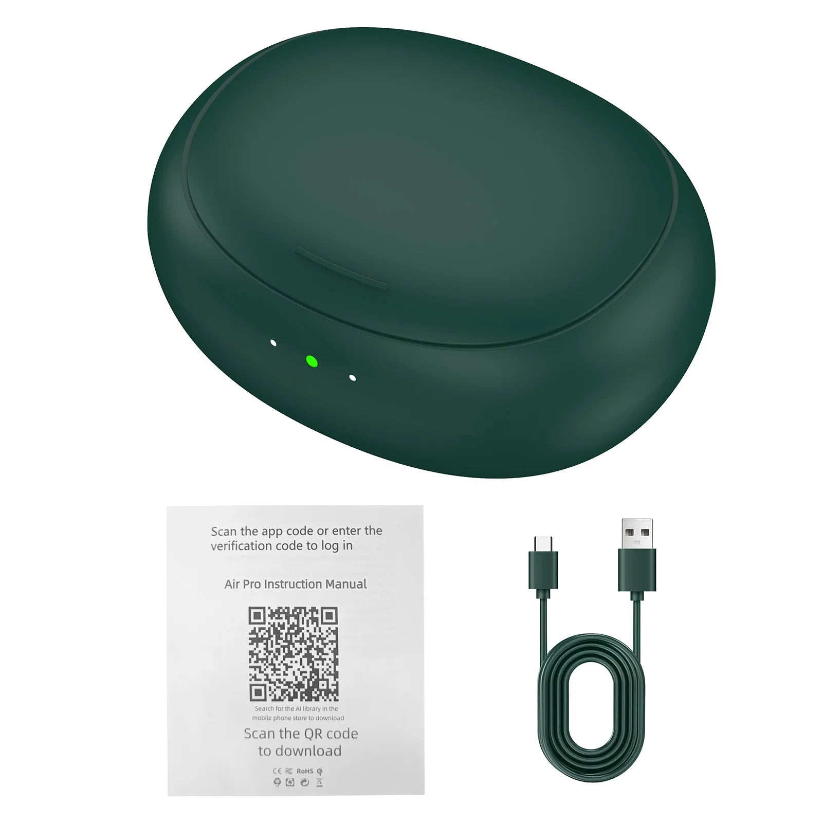 Wireless Translation Earbuds Real Time AI Translator Earbuds for 2 System Smart Phone One Click Recording Noise Cancelling Oasis Select green