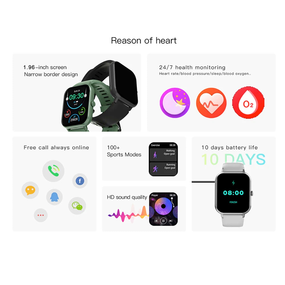 Blue Tooth Call Women Smart Watch 24H Health Monitor 100+ Sport Modes Waterproof Music Men Lady Smartwatch Information Push Oasis Select