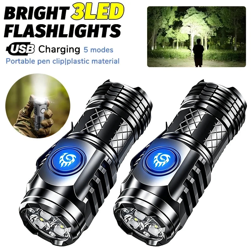 Mini 3-LED Keychain Flashlight | USB-C Rechargeable, Waterproof