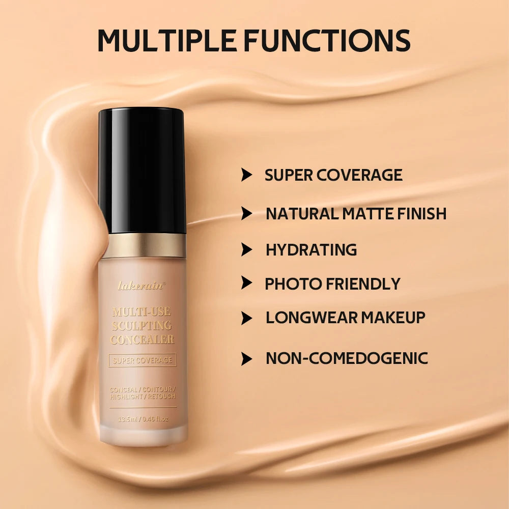 Super Coverage Concealer Multi-Use Cream Oil Free Highlight Covers Dark Circles Long-lasting Natural Matte Finish Long Wear Make Oasis Select