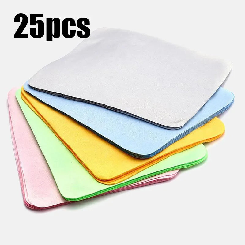 5/10/30pcs High Quality Chamois Glasses Cleaner Microfiber Cleaning Cloth For Lens Phone Screen Cleaning Wipes Eyewear Accessory Oasis Select 25pcs mix