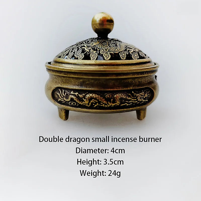 Antique Pocket Dragon Phoenix Incense Burner Hollow Incense Mini Ornaments Chinese Ancient Tea Desk Decor Office Decoration Oasis Select MR-03
