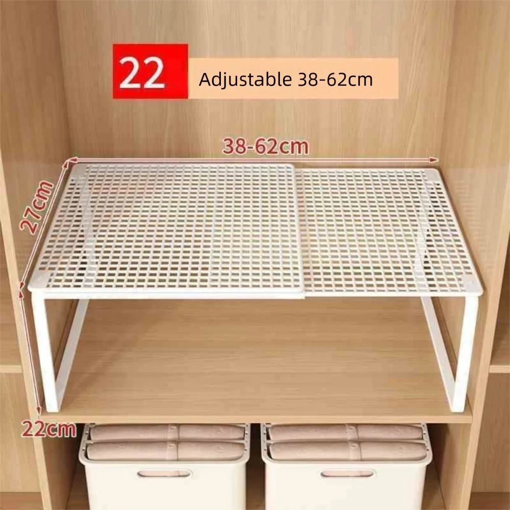 DIY Metal Closet Shelf Expandable Adjustable Wardrobe Organizer Retractable Stackable Shelves Bathroom Oasis Select White M