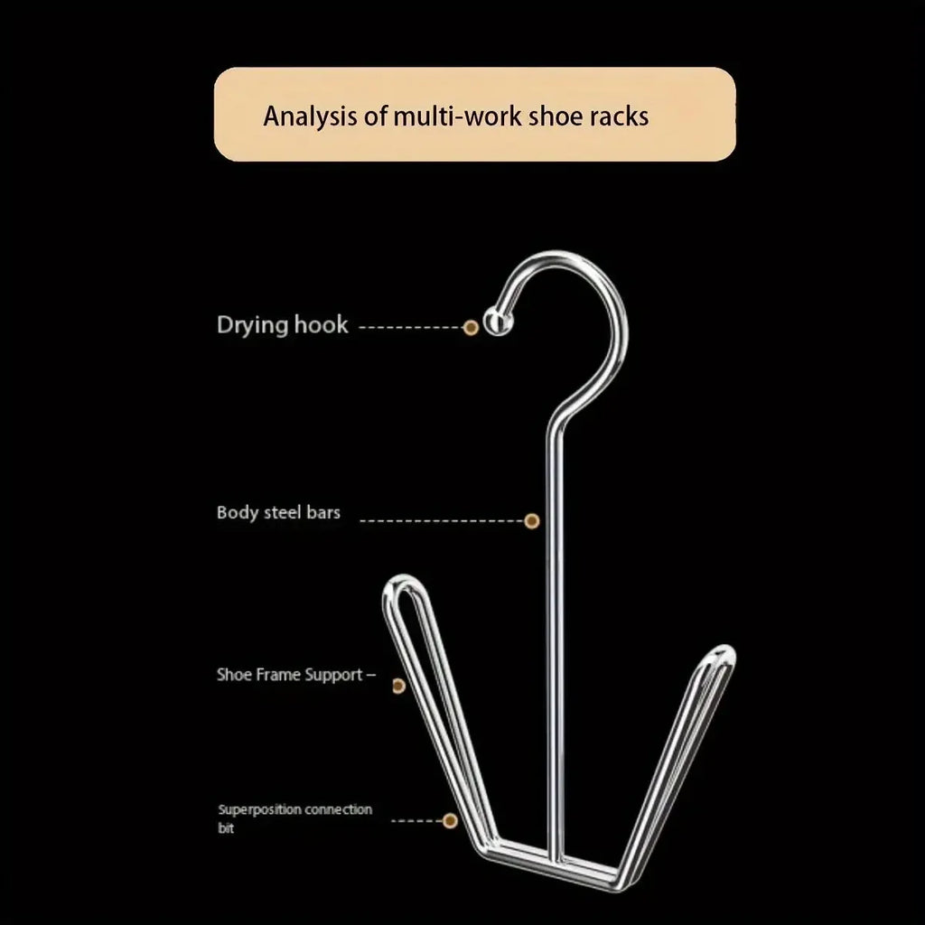 Stainless Steel Shoe Hanger Rack – Double Hook Drying Design Shoe Hanger Rack Oasis Select