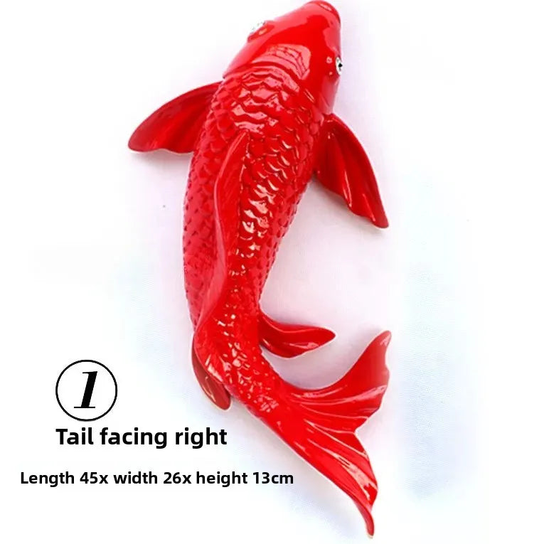 Lucky Koi Fish 3D Wall Decor, Resin Stereoscopic Carp Wall Hanging, Creative Wealth Feng Shui Home Art Wall Sticker Ornament Oasis Select A Right
