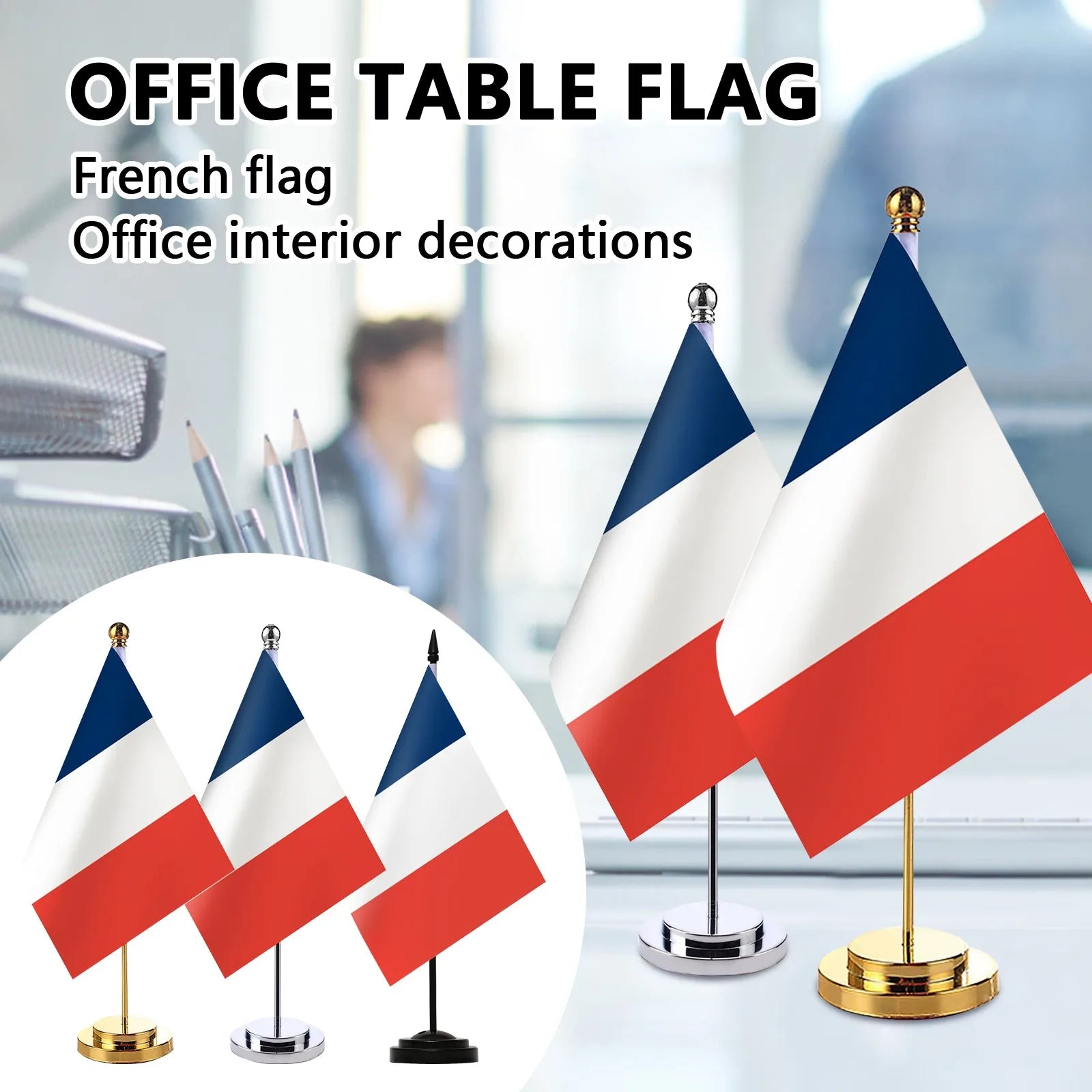 French Flag Table Stand – 14x21cm Desk Flag of France Desk Table Flag Oasis Select