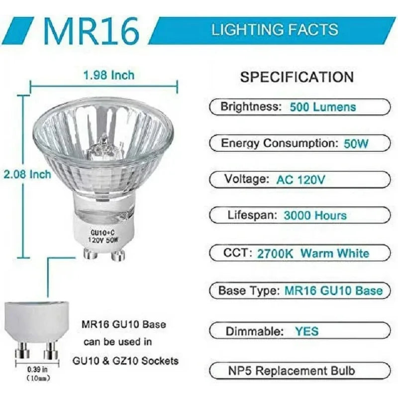 GU10 Bulbs Halogen Bulbs 50W Halogen GU10 MR16 Track Lighting Bulbs Oasis Select