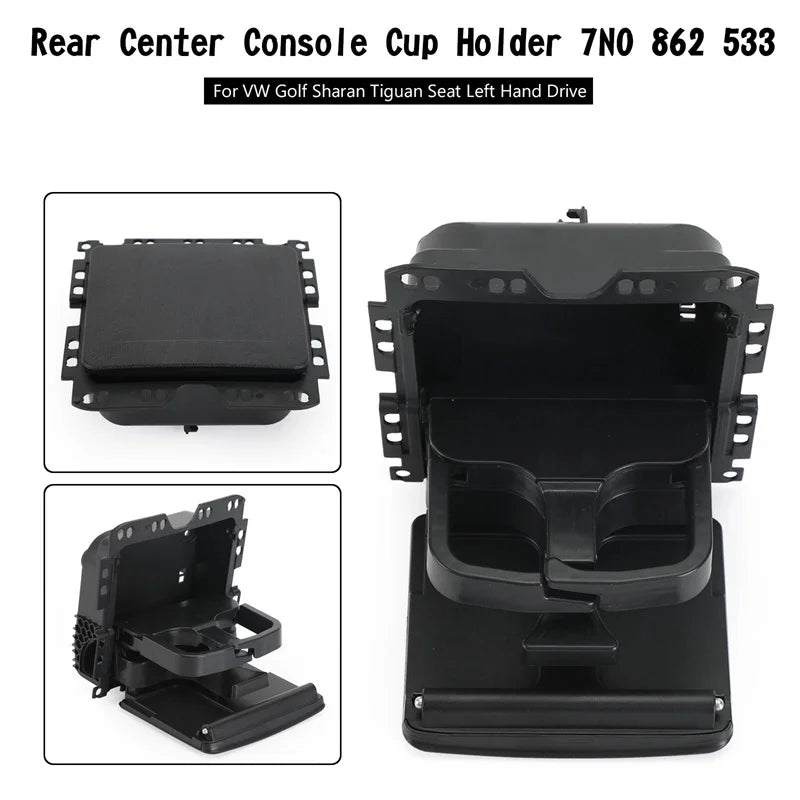 7N0862533 Central Console Armrest Rear Cup Drink Holder For Golf Plus 2012-2014 For Sharan 2011-2017 For Tiguan 2008-2017 Oasis Select