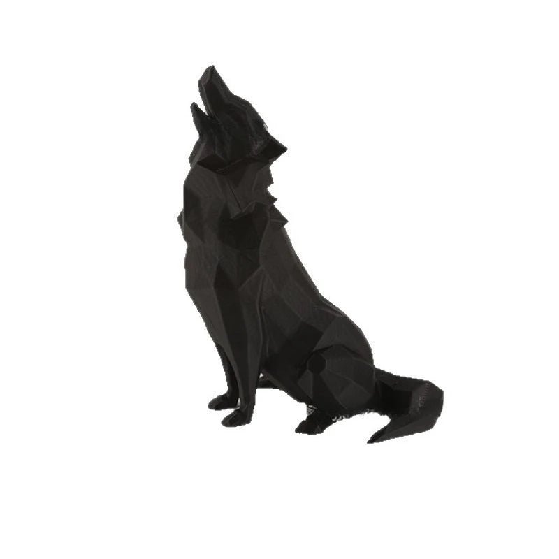 Poly Geometric Wolf Figurine Minimalist Resin Animal Decor Home Office Desktop Ornament Roaring of Hungry Wolves Idear Gift Oasis Select black