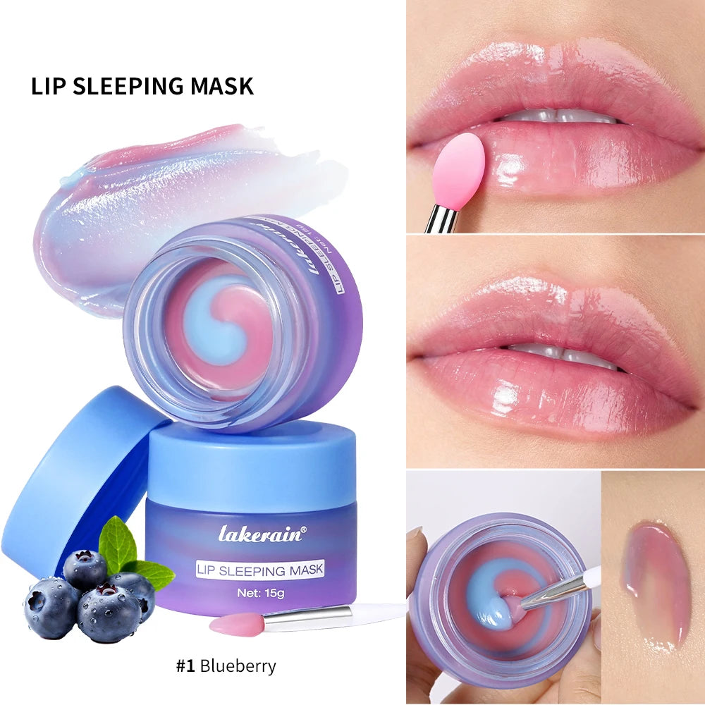 Blueberry Lip Sleeping Mask Overnight Dual Color Hydration For Dry Cracked Skin Reduces Fine Lines Moisturizing Nourish Lip Care Oasis Select