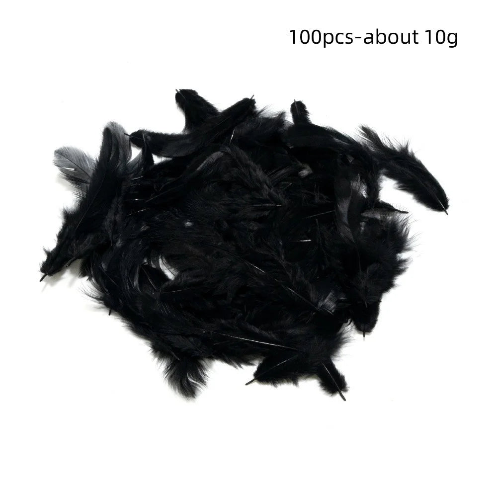 100PCS Small Goose Feathers for DIY Crafts 5-8cm Coloed Swan Plumes Wedding Party Handicraft Accessories Dream Catcher Feathers Oasis Select Black
