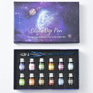 Starry Sky Glass Pen Set Signature Pen Crystal Student Dip Pen Glass Dip Pen Stationery Gift Pen Oasis Select 1