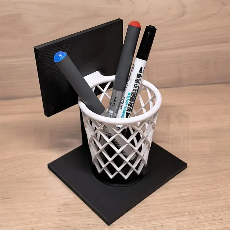 Basketball Hoop Pen Holder Creative Grid Desk Organizer: Home Office Sports Theme Stationery Storage Container Idear Gift Oasis Select