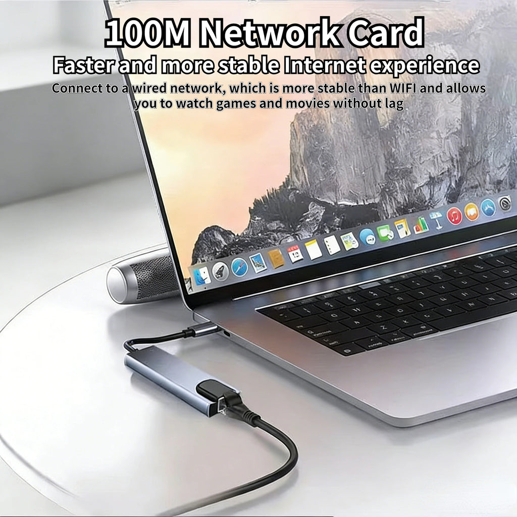 Type-C To 5/8Ports Docking Station HDMI 4K/RJ45 100M PD Splitter USB 3.0 5Gbps High Speed USB C HUB Adapter For Laptop Macbook Oasis Select