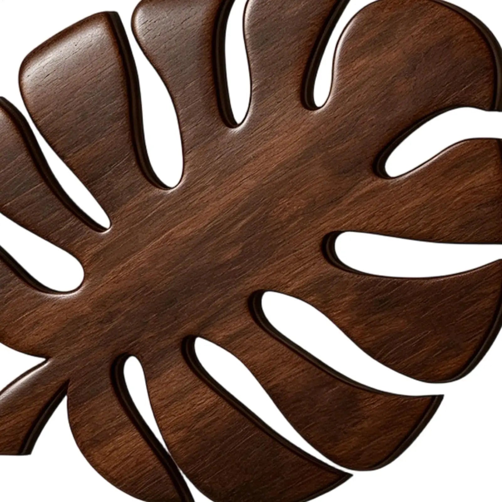 3Pcs Wooden Heat Resistant Trivet Set Monstera leaves Design Kitchen Countertop Protector Desk Decor Table Coasters Cup Holder Oasis Select