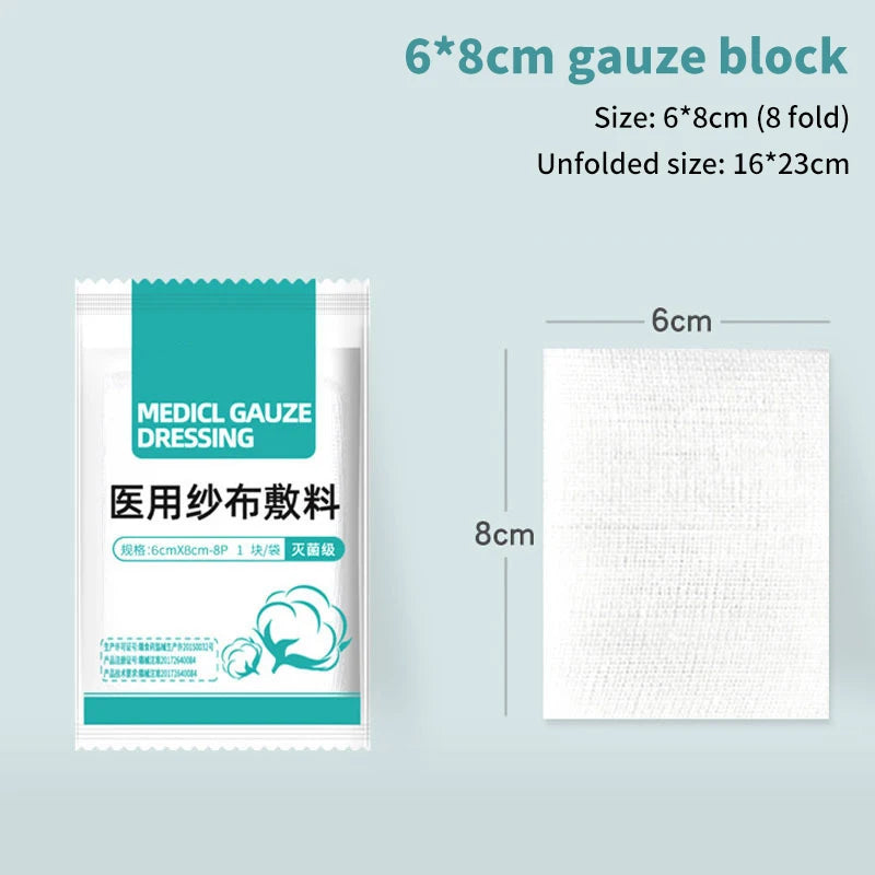 10Pcs 8 Layer Medical Absorbent Gauze Pad Wound Dressing Sterile Gauze Block First Aid Kit Gauze Pad Wound Care Supplies Oasis Select B