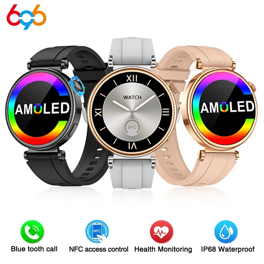 Fashion Women 1.3" AMOLED Screen Smart Watch IP68 Waterproof Sports Fitness Blue Tooth Call Smartwatch Lady NFC Music Heart Rate Oasis Select