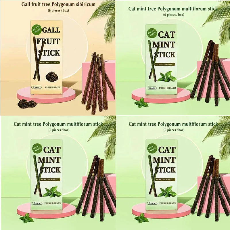 6-24Pcs Natural Matatabi Cat Stick Mint Caught Bite Excited Rods Silvervine For Cat Teeth Cleaning Treating Pet Supply Cat Toys Oasis Select Mix 24pcs