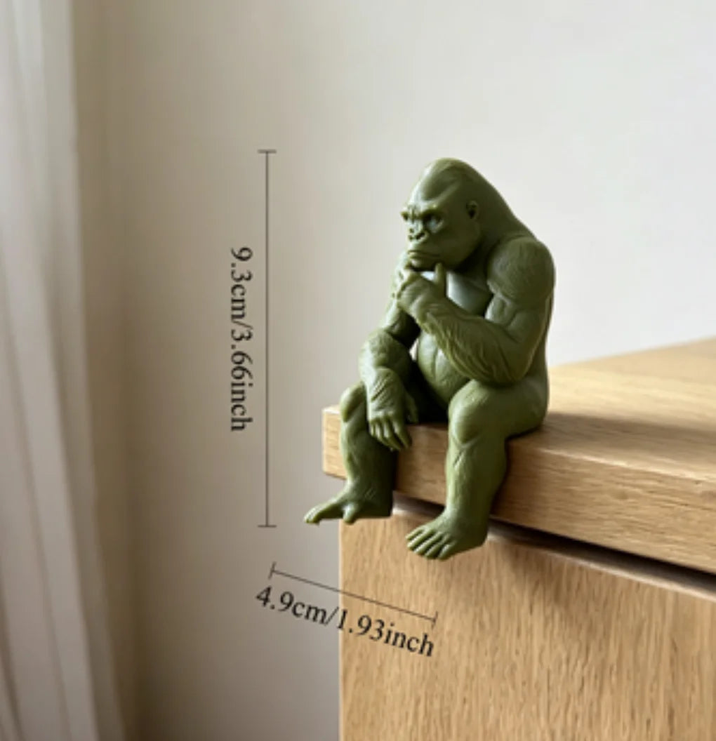 Thinking Gorilla Shelf Sitter Figurine Meditation Sitting Ape Ornaments for Home Book Edge & Office Desktop Ornament Decor Gifts Oasis Select Contemplating3
