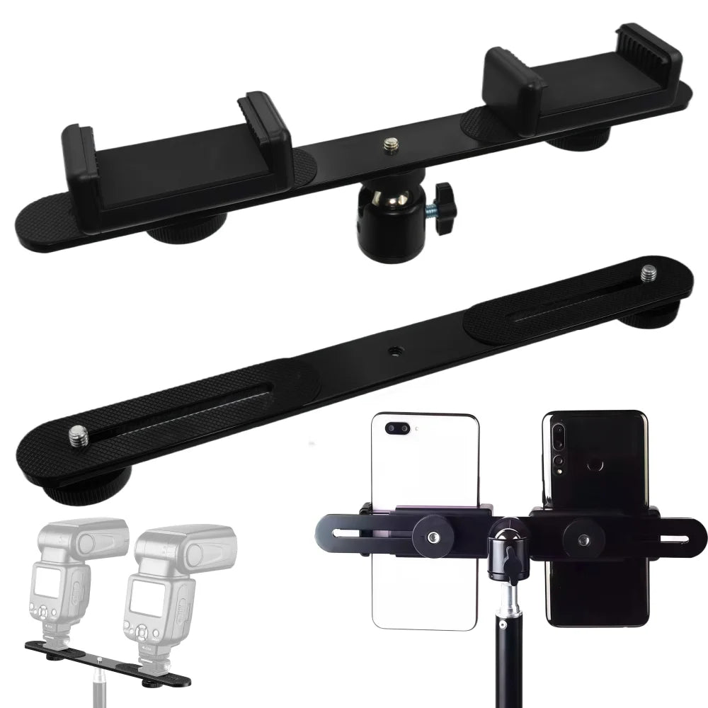 1/4" Dual Flash Bracket Extension Bar for DSLR & LED Stands