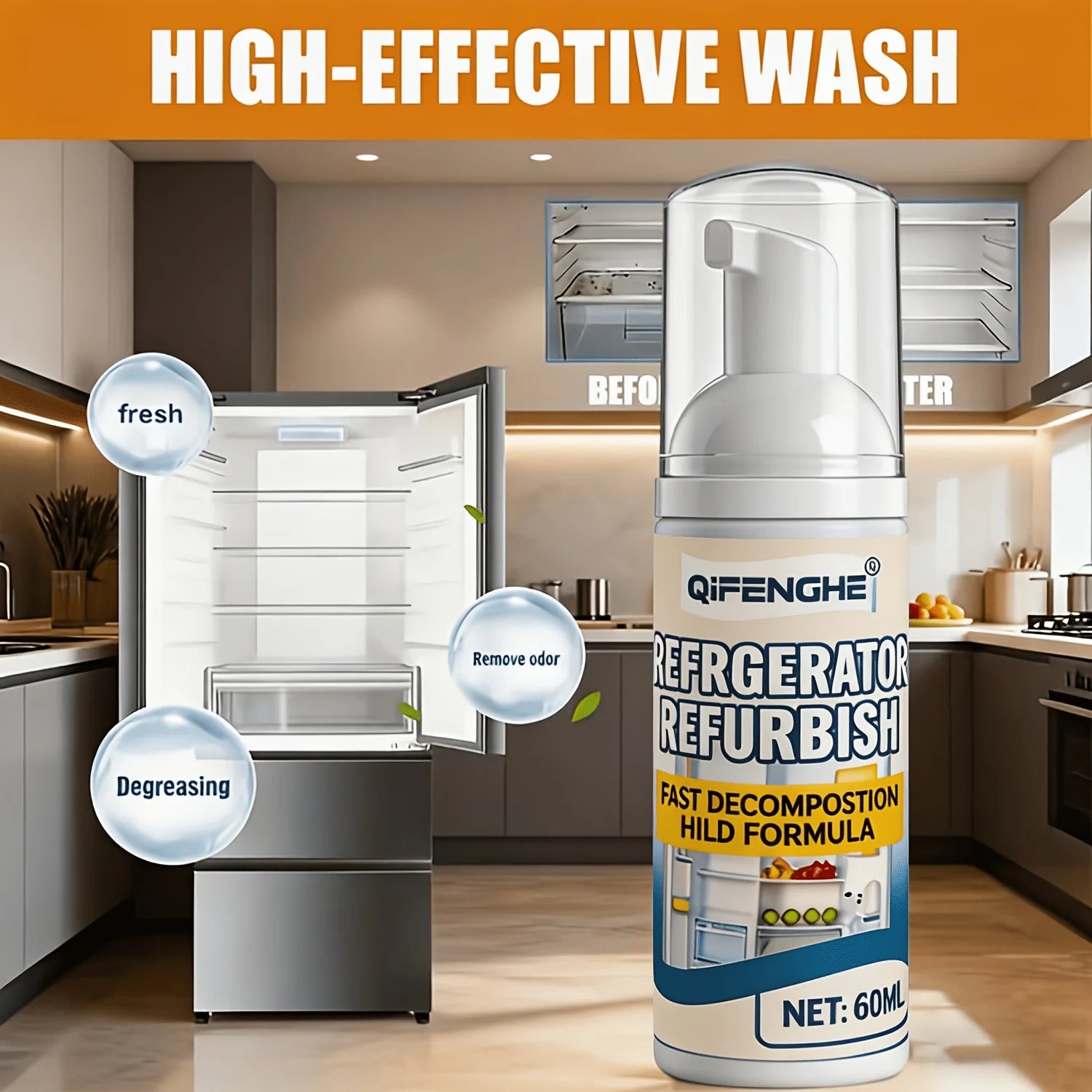 Foam Spray Fridge Cleaner – Removes Grease, Stains & Odours Foam Spray Cleaner Oasis Select Default Title