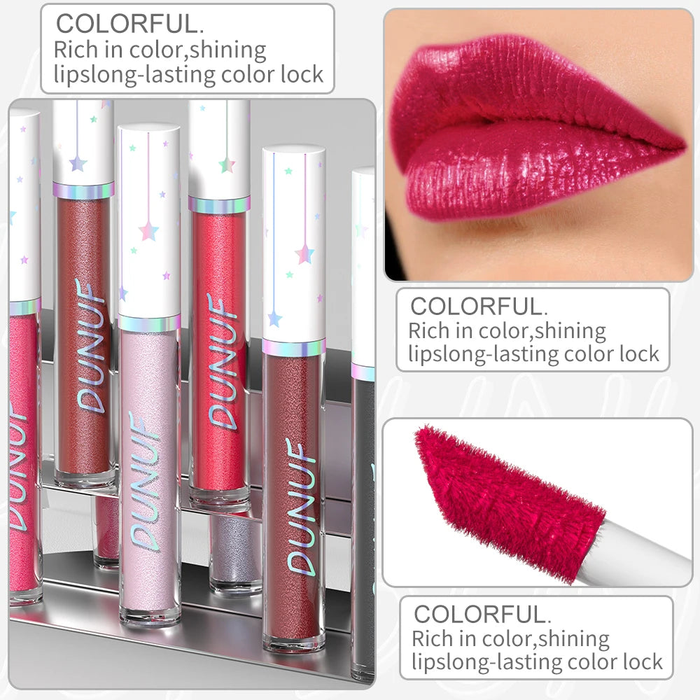 DUNUF 12 Lipstick Pearl Long-lasting Waterproof, non-bleach, non-stick cup lip gloss Oasis Select
