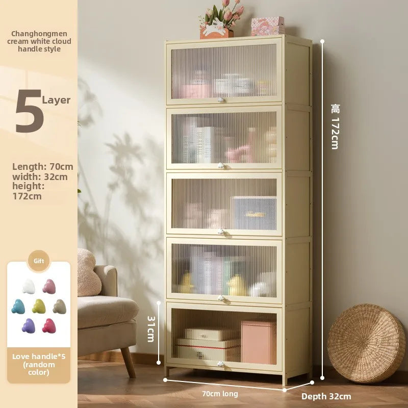clamshell storage cabinet household living room multi-layer snacks dopamine chest bedroom bedside table storage cabinet Oasis Select Five doors 70 long