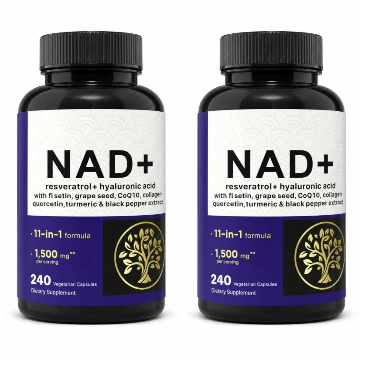 NAD+ Resveratrol Hyaluronic Acid 11-in-1 Supplement 240 Caps