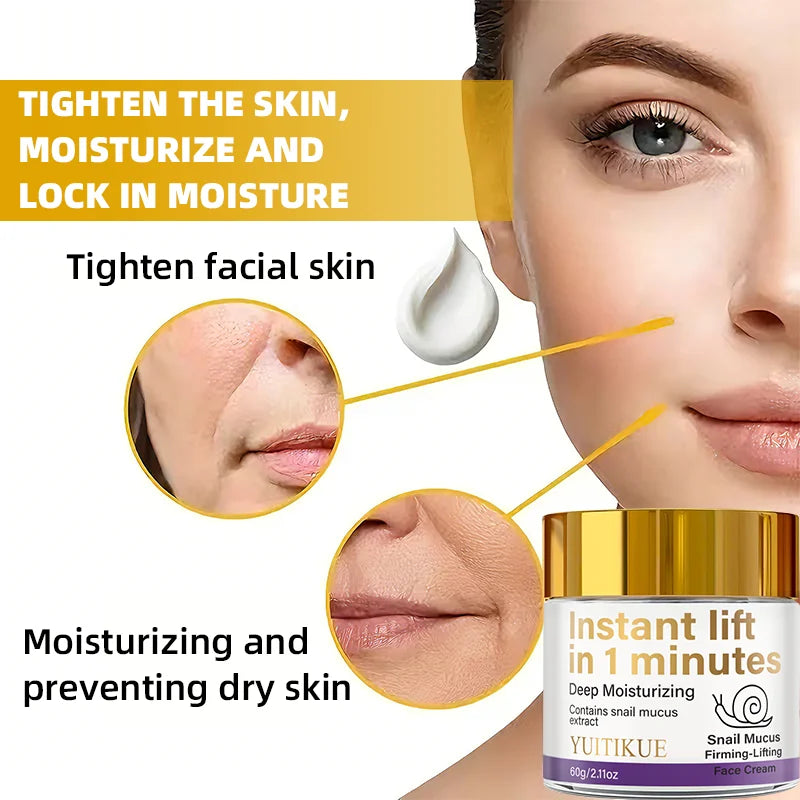 YUITIKUE Snail Mucin Instant Lift Face Cream 60g | Firm & Tone