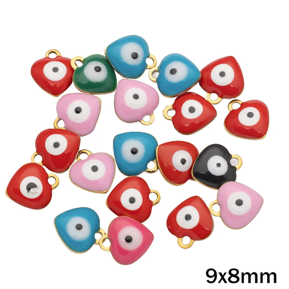 20pcs Gold Stainless Steel Moon Heart Star Fish Charms Enamel Pendant for Jewelry Making Findings DIY Necklace Bracelet Bulk Oasis Select D Heart
