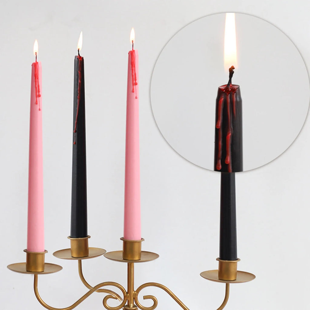 4-Pack Vampire Tears Gothic Taper Candles – Halloween Blood Drip Gothic Taper Candles Oasis Select
