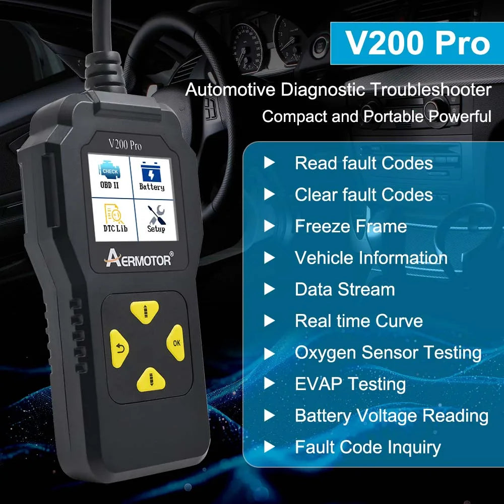 Aermotor V200 Pro OBD2 Scanner – Universal Car Diagnostic Tool OBD2 Diagnostic Scanner Oasis Select