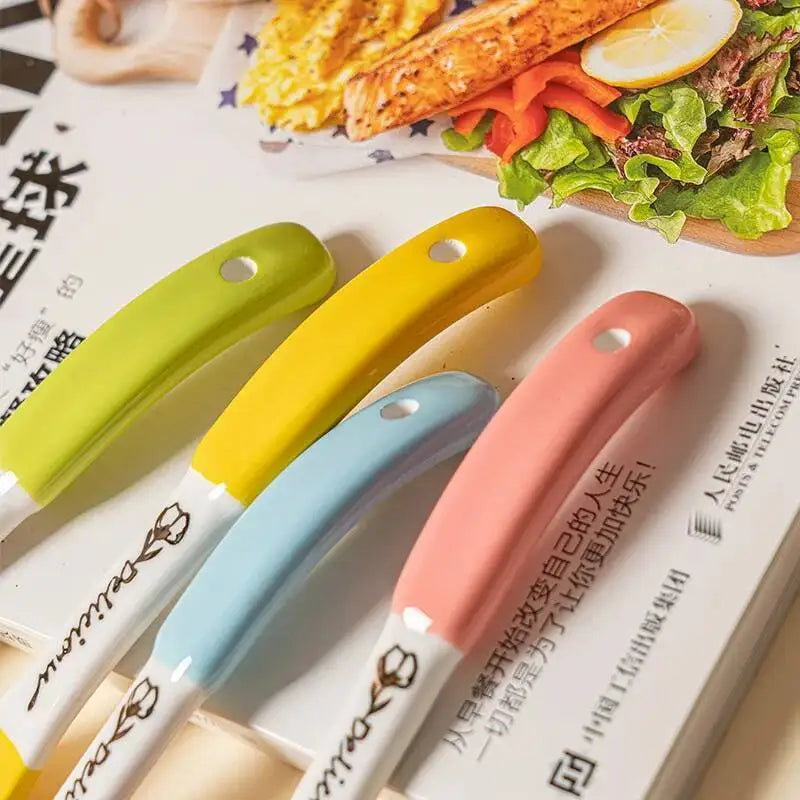 Ceramic Large Soup Spoon Ceramic Tableware Household Public Porridge Noodle Soup Spoon Large Soup Spoon Kitchen Cooking Utensil Oasis Select