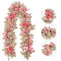 Fall Maple Leaves Garland Hanging Artificial Autumn Garland with Pink Pumpkins Flowers Berries For Halloween Thanksgiving Decor Oasis Select Style A