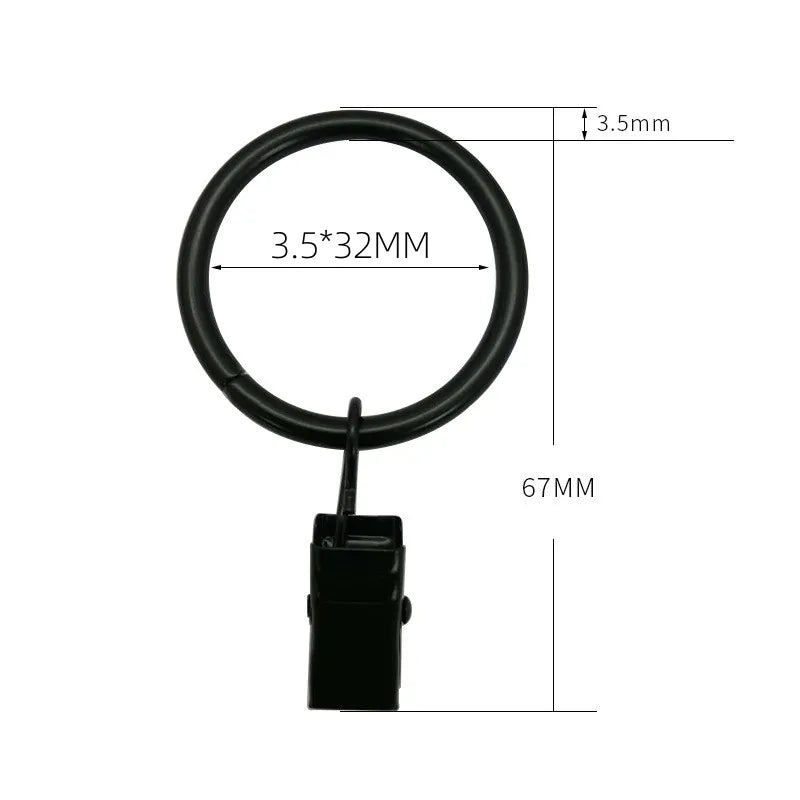 10PCS Curtain Hooks Hanging Clips Metal Clip Rustproof Curtain Rods Hangers Split Curtain Rings Buckles Eyelets Grommet Hook Oasis Select black 32mm