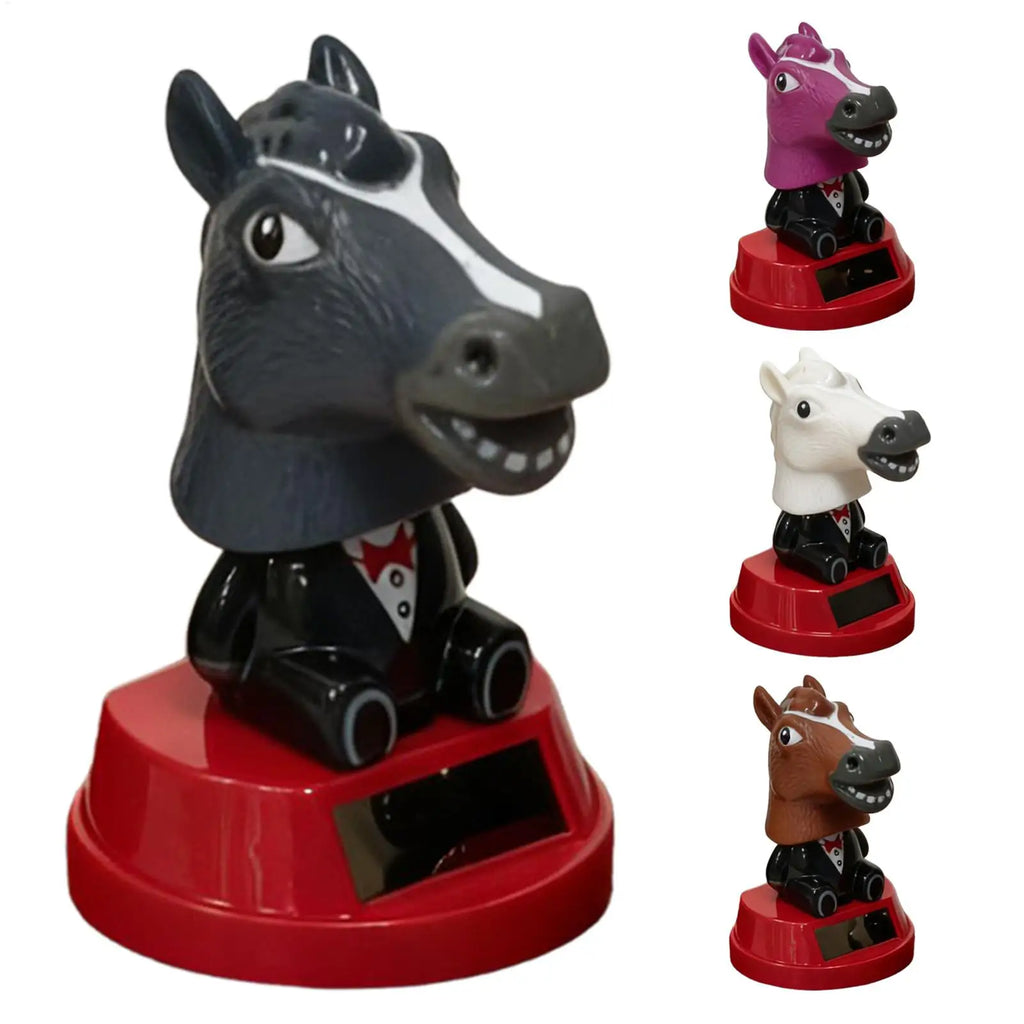 Car Ornament Solar Ornament Bobblehead Doll horse Shape Ornament Gift Creative Interior Car Supplies Car Dashboard Ornament Oasis Select