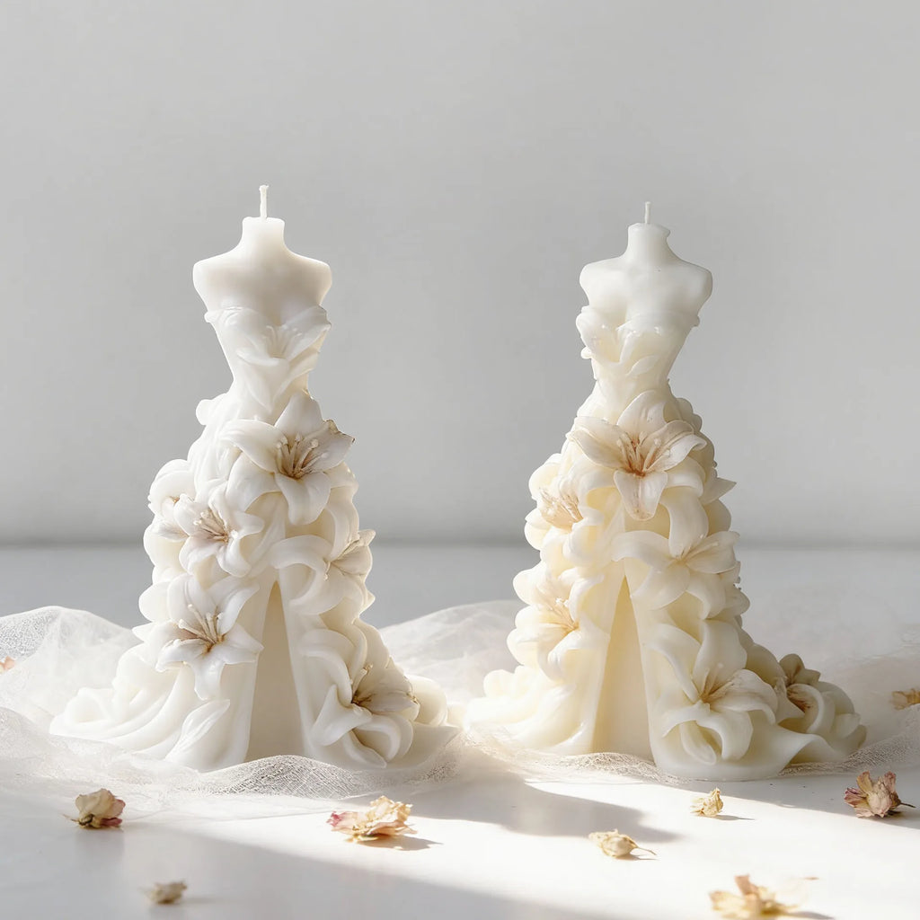 3D Lily Wedding Dress Silicone Mold for Candle Making DIY Soap Resin Craft Bridal Shower Decor Candle Mold Oasis Select