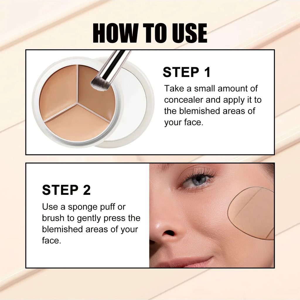 Three Color Concealer Eyeshadow Full Cover Black Eye Circles Long Last Matte Contour Repair Foundation Professional Makeup Cream Oasis Select