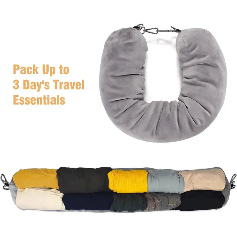 Stuffable Neck Pillow Velvet Soft Neck Pillowcase Travel Stuffable Comfortable No Filler Portable Luggage Pillowcase Storage Bag Oasis Select