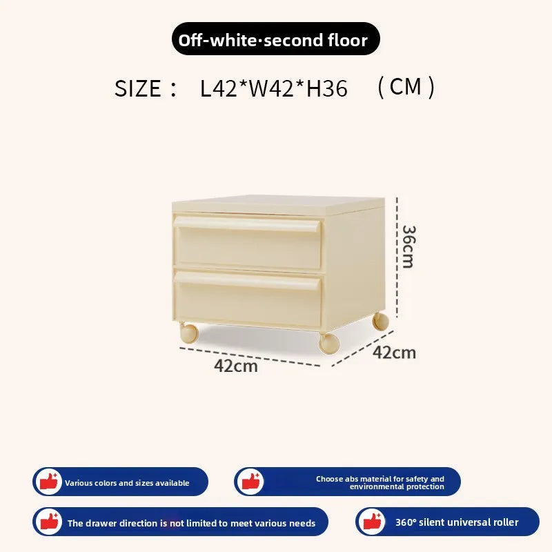 Removable panda cabinet medieval bedside table ins plastic multi-layer storage cabinet bedroom simple locker Oasis Select Off-white 2 layers