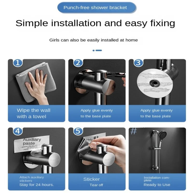 Shower Slide Bars Extension Hand Shower Head Rail Slide Holder Wall Mounted Adjustable Sliding Bar Bathroom Accessories Oasis Select