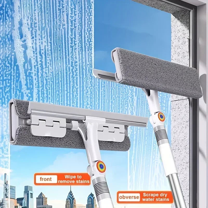 2-in-1 Glass Wiper, Multi-Functional Plastic & Stainless Steel Window Cleaning Tool, for Bathroom, Outdoor, Wall, Floor Oasis Select