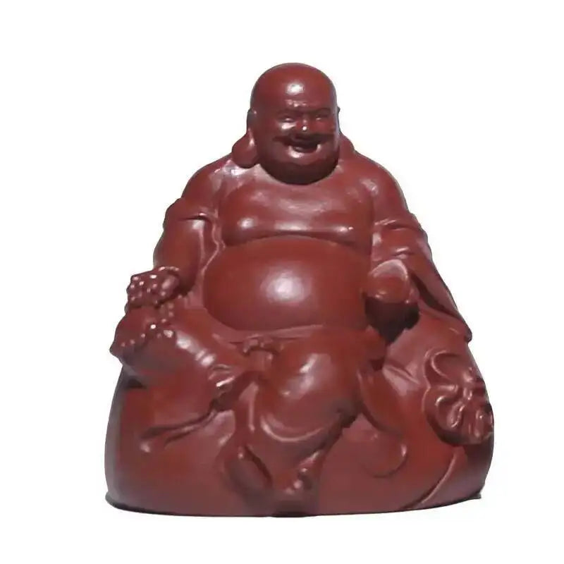 Yixing Zisha Tea Pet Maitreya Buddha Guanyin God of Wealth Small Figurine Cloth Bag Buddha Sculpture Incense Holder Ceramic Oasis Select Maitreya Buddha