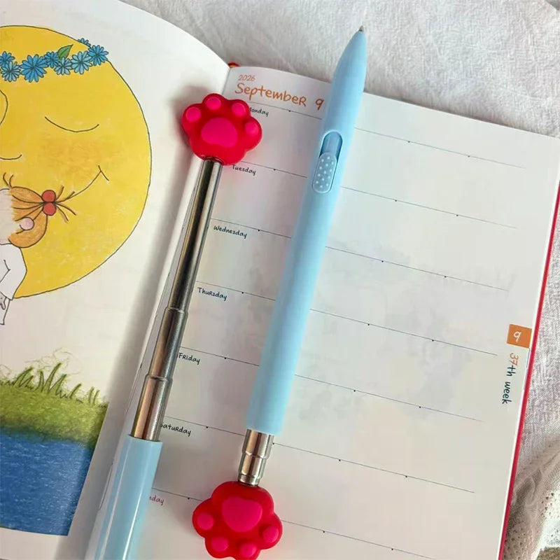 Cartoon Cat Paw Retractable Finger Reading Stick Telescoping Teacher Hand Pointer Creative Ballpoint Pen Student Stationery Oasis Select