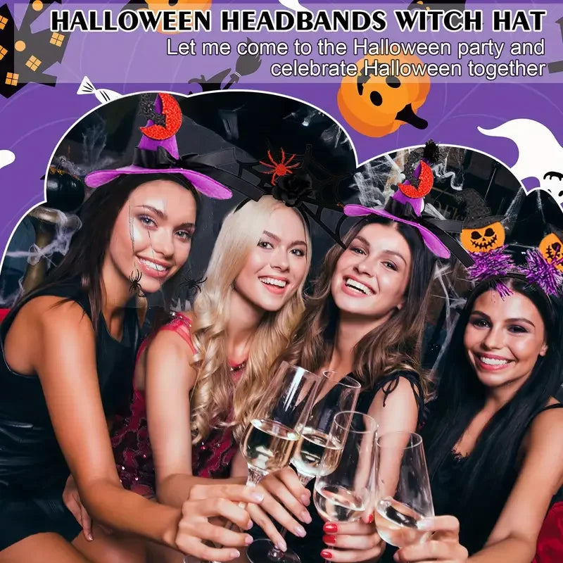 1-10PCS Witch Hat Spider Headband Halloween Party Favor Costume Masquerade Funny Hair Accessory for Women Adult Cosplay Oasis Select