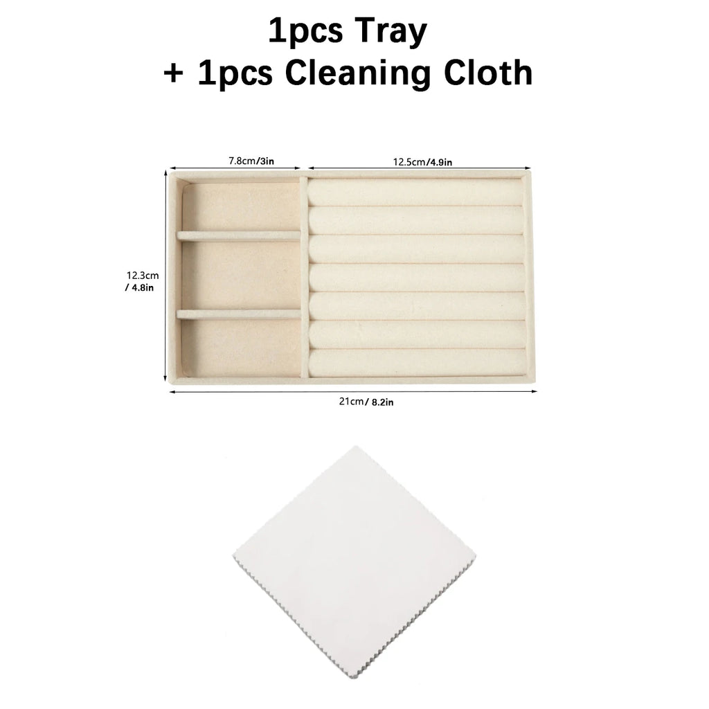 Velvet Jewelry Display Tray Set, Exquisite Jewelry Organizer, Portable Ring, Earring, Necklace Storage Box, Anti-Oxidation Pouch Oasis Select SET 2