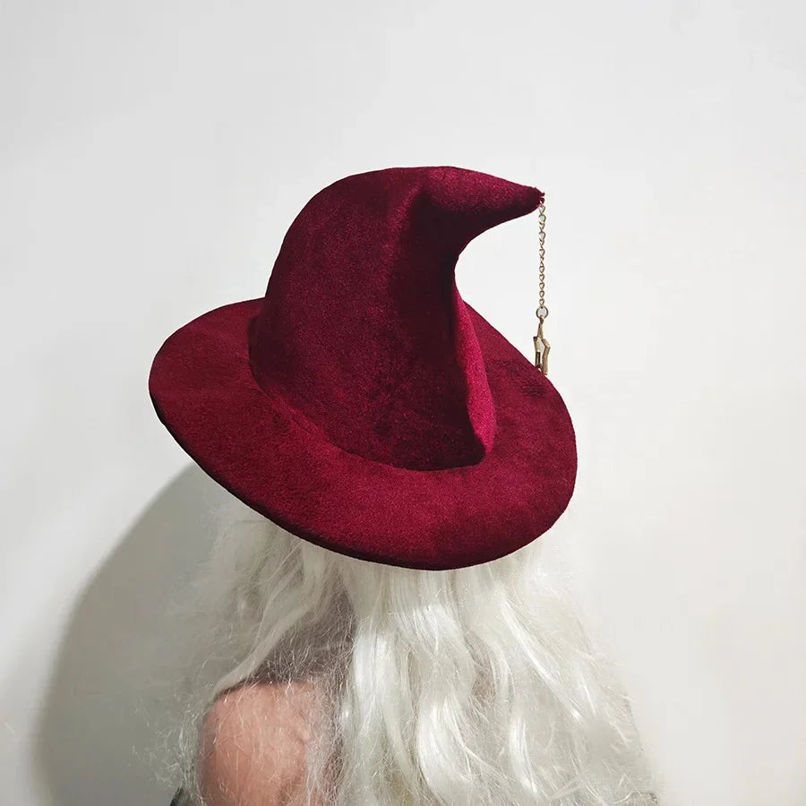 Adult Kids Halloween Witch Hat with Star mon Pattern Masquerade Wizard Hat Cosplay Costume Halloween Party Funny Dress up Props Oasis Select