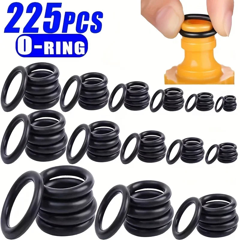 225Pcs O Ring Kit 18 Sizes Nitrile Rubber Gasket Seal Elastic Oil Resistant Washers for Faucet Plumbing Professional Use Oasis Select