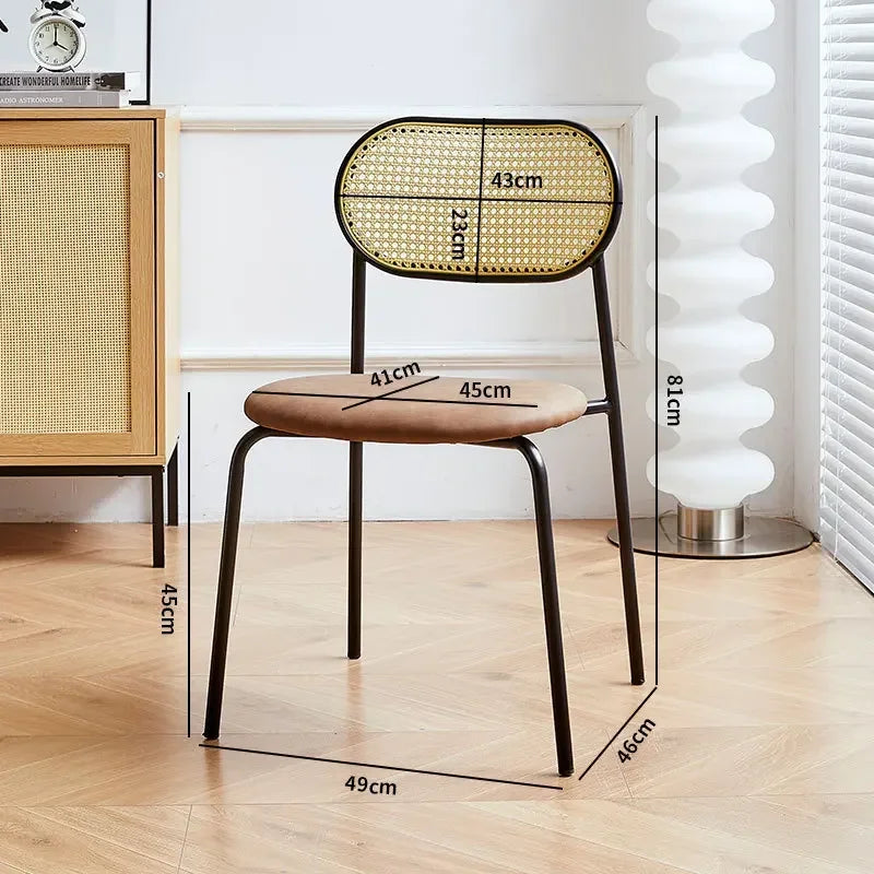 Household rattan dining chair B & B Hotel Cafe Rattan chair Internet celebrity back chair Milk tea shop Leisure rattan chair Oasis Select Mihuangteng-G