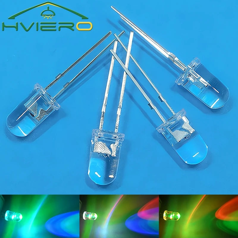 100PCS 5mm RGB Flashing LED Diodes – Rainbow Multi-Color Bulbs